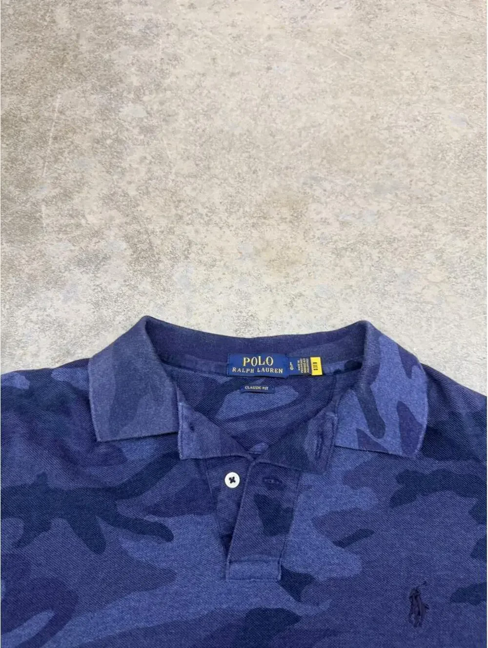 vintage polo ralph lauren blue camo polo shirt size large